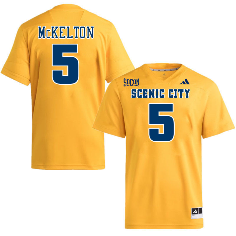 Chattanooga Mocs #5 Geoffrey McKelton College Football Jerseys,Uniforms Stitched-Gold